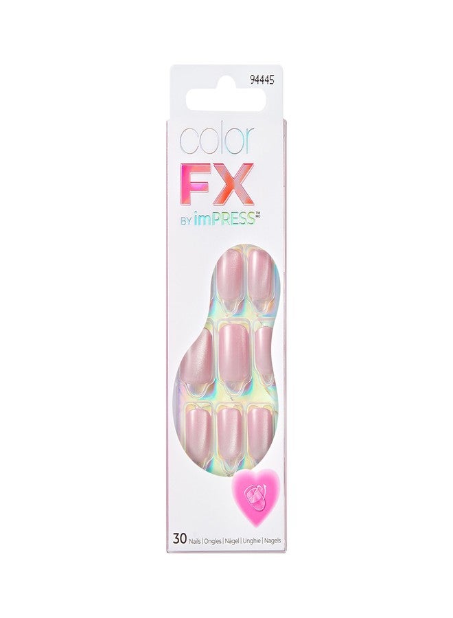 Impress KISS colorFX by imPRESS Valentine’s Day Press On Nails, ‘Cherished’, Pink Short Squoval, IMPROVED adhesive, Up to 10-Day Hold, Nail Kit Includes 30 Fake Nails, Prep Pad, Manicure Stick, Mini Nail File - Image 1